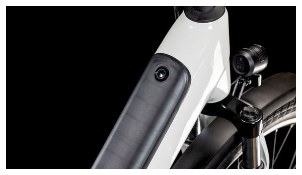 VTC Électrique Cube Touring Hybrid One 500 Easy Entry Shimano Cues 9V 500 Wh 700 mm Blanc Cotton Gris 2025