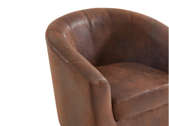Fauteuil cabriolet en microfibre vieillie marron CRISTOBAL II