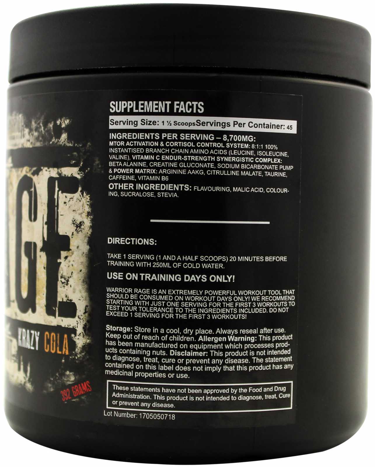 Warrior Supplements Rage 392g