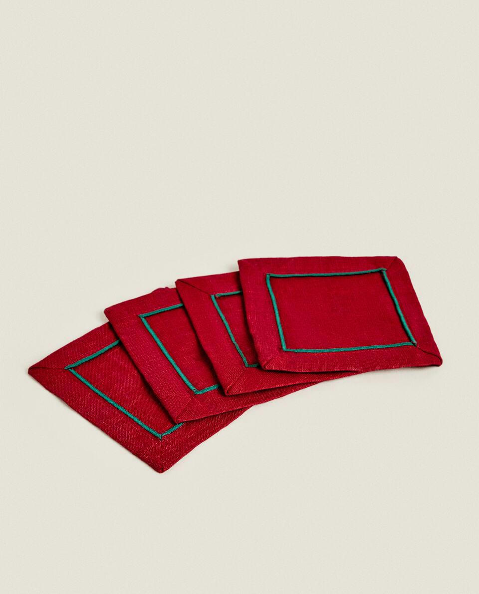 Conjunto de 2 porta-copos de linho para o Natal