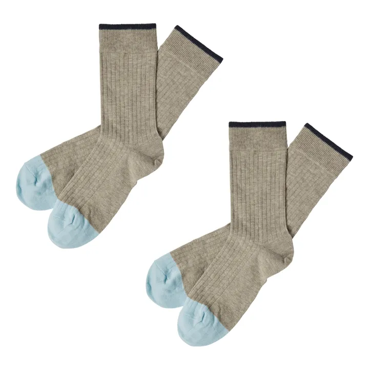 FUB Lot 2 Paires Chaussettes Laine - Collection Femme | Beige chiné