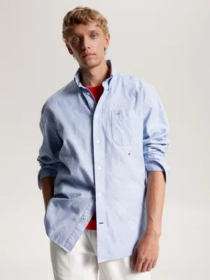 Camisa Oxford Premium TH Monogram de Corte Regular