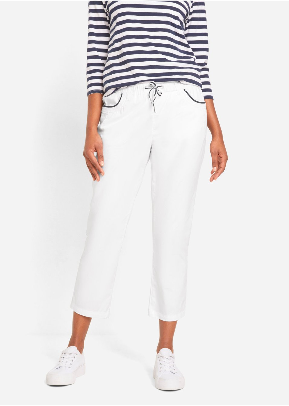 Pantalon paper touch 7/8 en coton avec taille confortable