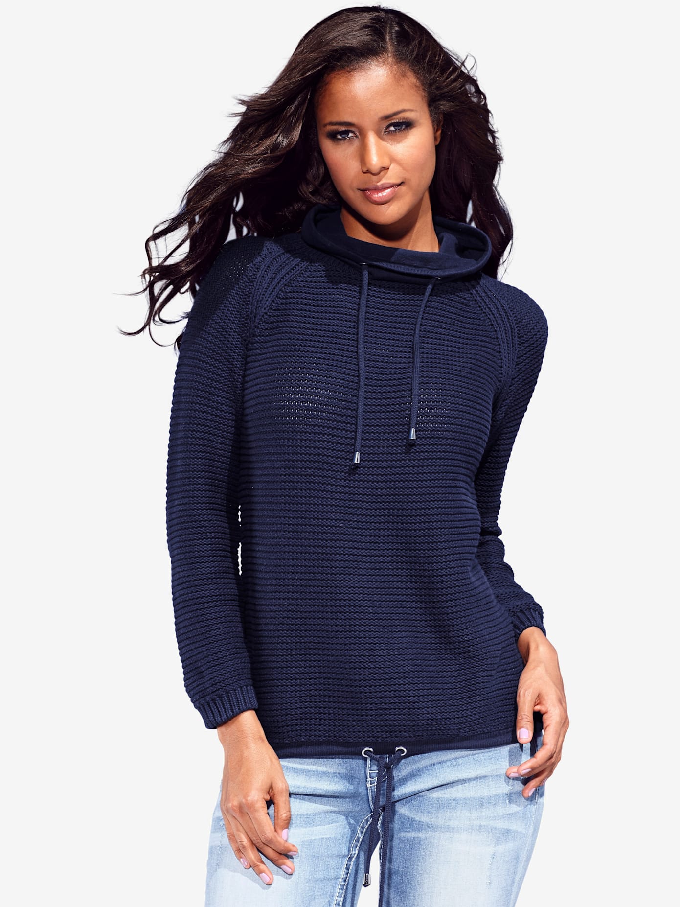 Camionneur tricot grosses mailles avec manches raglan