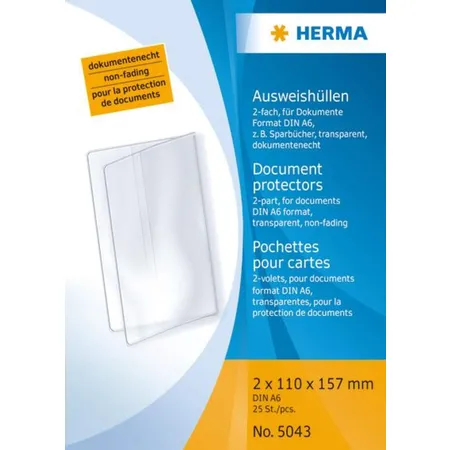 HERMA 5043 Ausweishüllen 2 x DIN A6 Klapphüllen, 1 Stück
