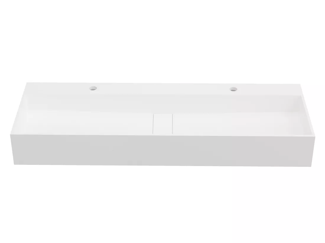 Vasque suspendue en solid surface - Blanc - L120 x l40 x H15 cm - YAMDROK