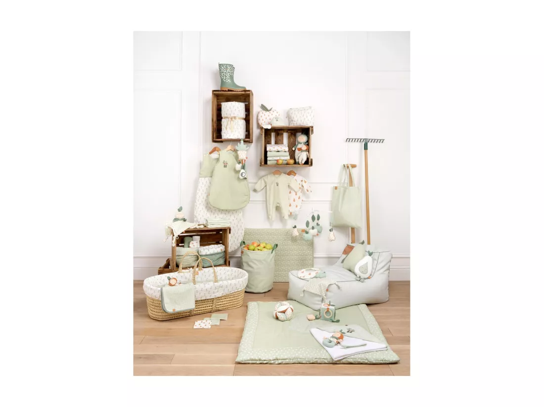 Panier de rangement tissu 31x39x31cm coton Vert tilleul