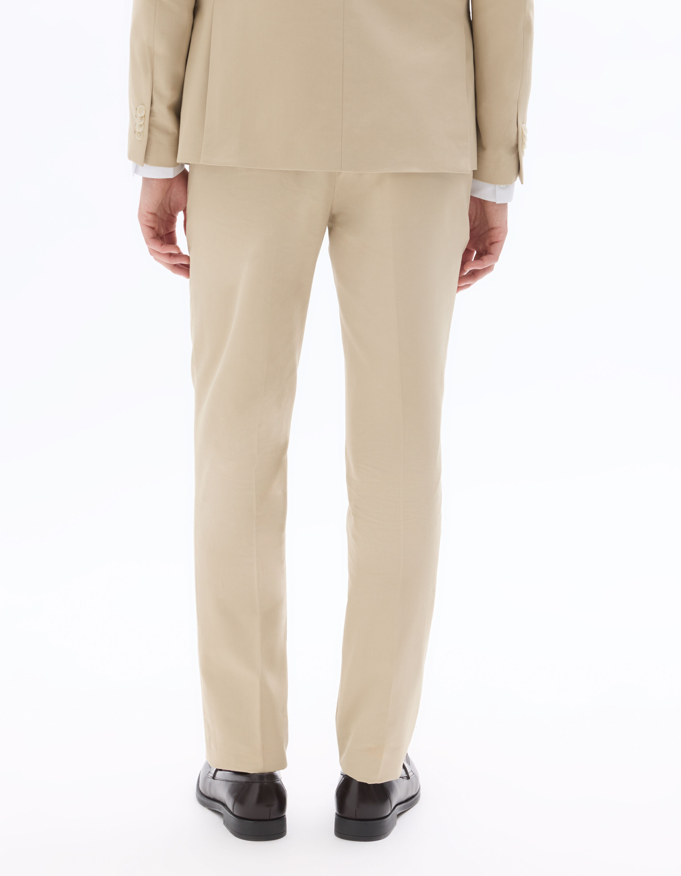 Pantalon de costume slim coton et lyocell - beige