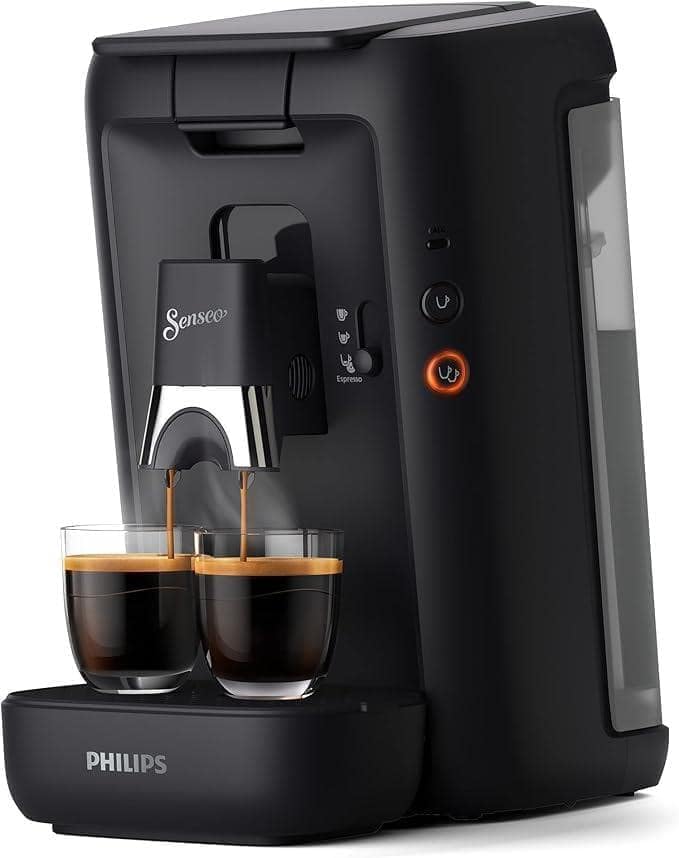 Philips Senseo Maestro Kaffeepadmaschine Bundle mit 80 Kaffeepads, 3 Kaffeespezialitäten, Memo-Funktion, Crema Plus, Intensität Plus, aus recyceltem Plastik, 1,2L, Scchwarz (CSA260/60)