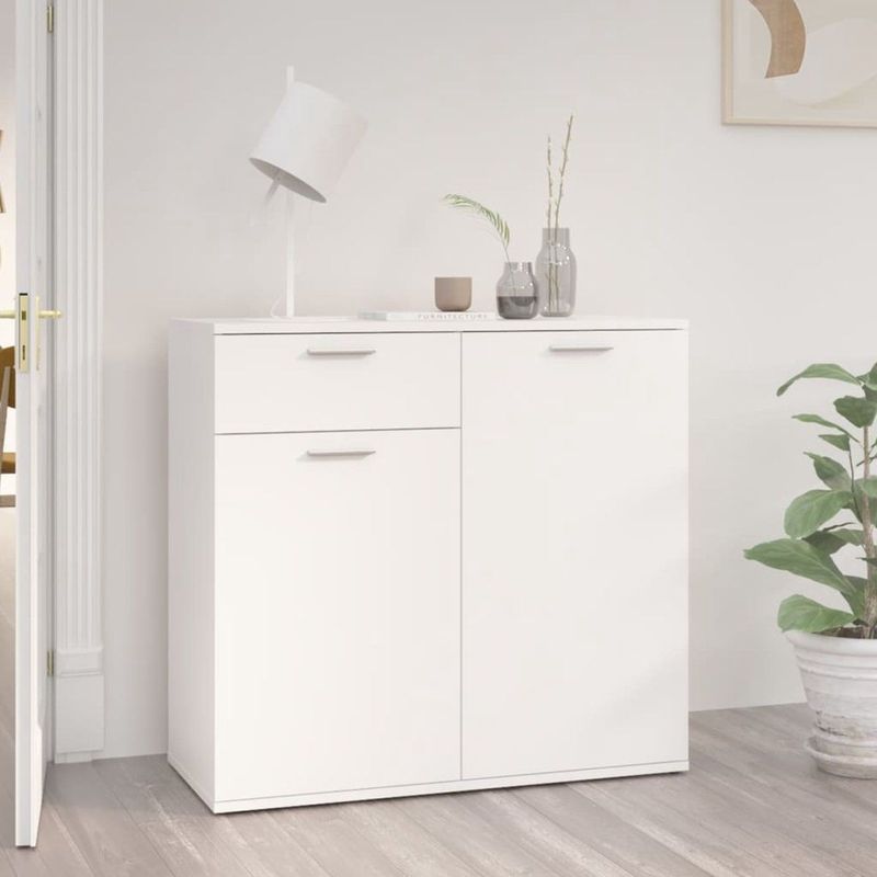 vidaXL - Dressoir - Wit - Bewerkt Hout - 2 Deuren 1 Lade