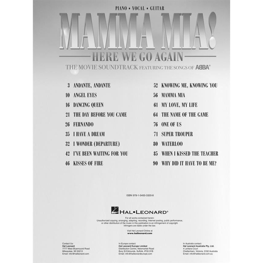 Hal Leonard - Mamma Mia! Here we go again - voor piano, zang en gitaar