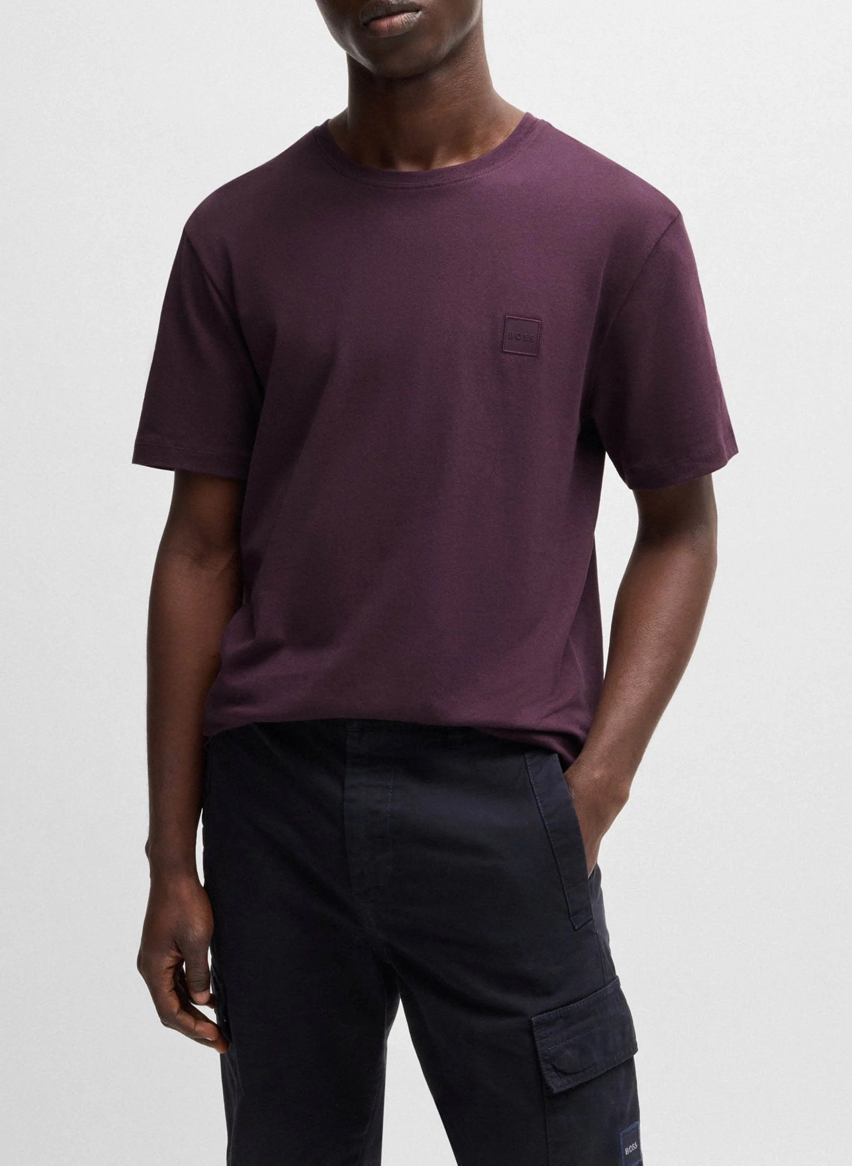 Tee-shirt à manches courtes col rond en coton | Violet