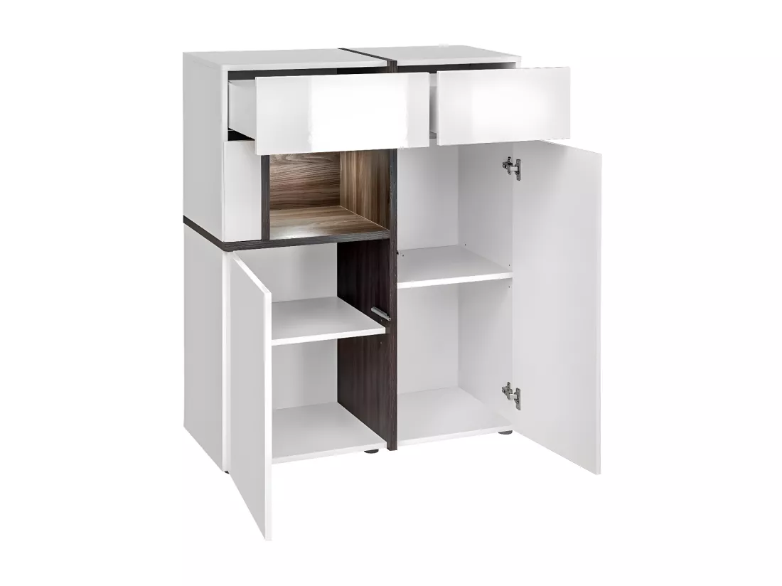 Vaisselier bas, bar CRISS + LED. Vitrine, argentier déco, moderne et design pour votre salon.