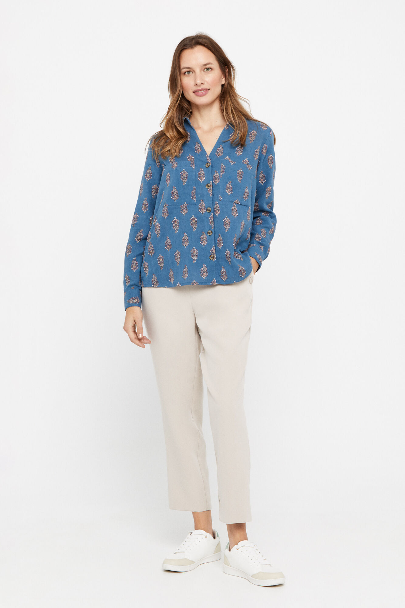 Camisa rústica de algodão - Estampa azul