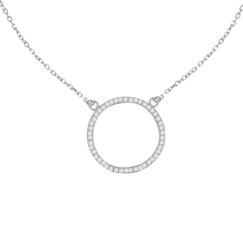 Collier Argent Rhodié Cercle de Strass