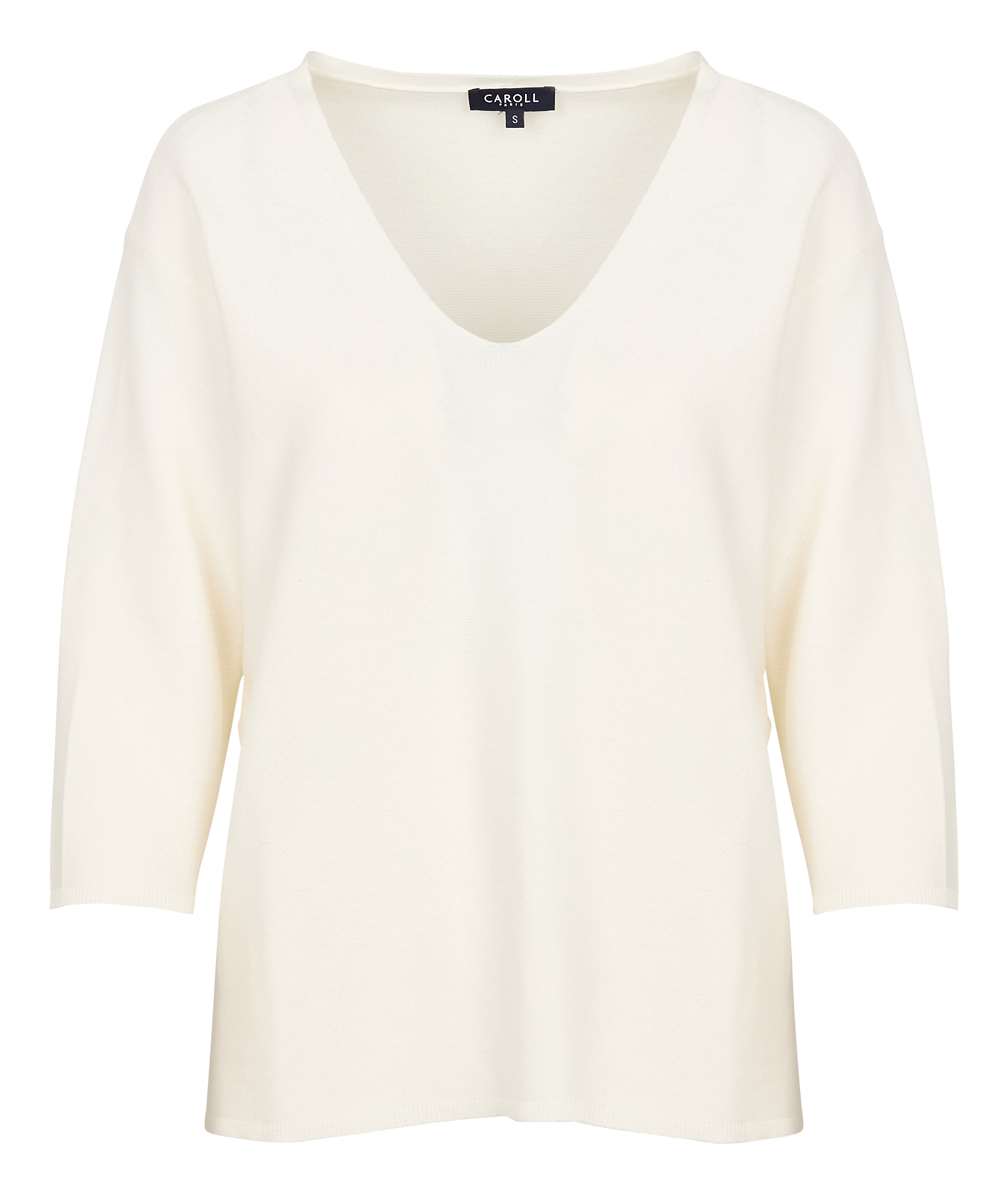 MBOBBY - Pull ample col V en coton | Beige