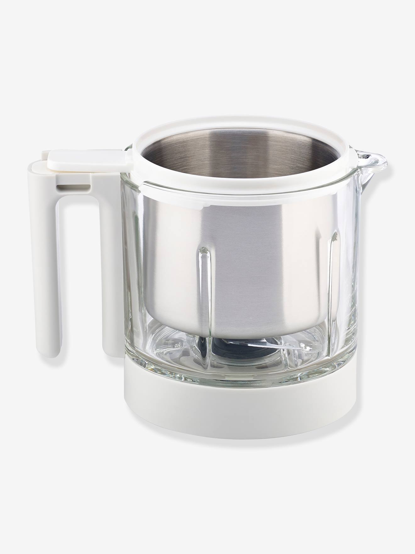 Processador de alimentos online BEABA Babycook Smart, cinza claro liso com padrões.