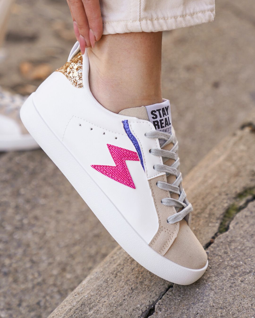 Basket femme rose à lacets - Mina