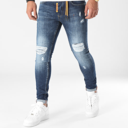 Jean Skinny Avec Déchirures 0002 Bleu Denim