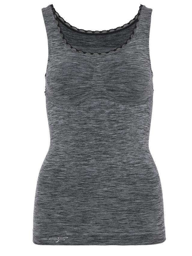Melange Shaping-Top mit Spitzenlitze