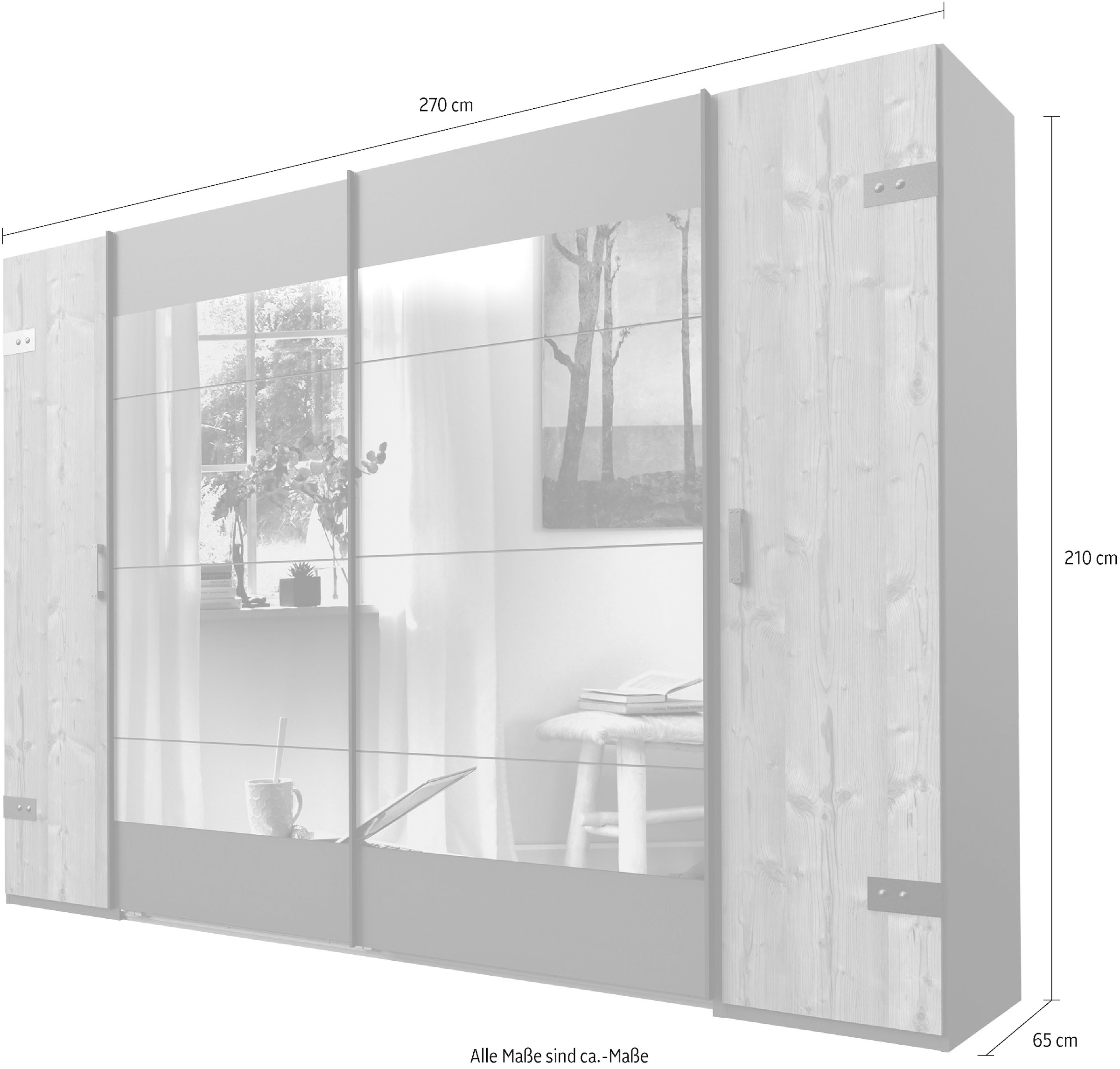 Wimex Schwebetürenschrank »Stockholm, Schlafzimmerschrank mit Industrial-Look, rustikale Optik« Kleiderschrank mit Spiegel BESTSELLER Schrank Garderobe