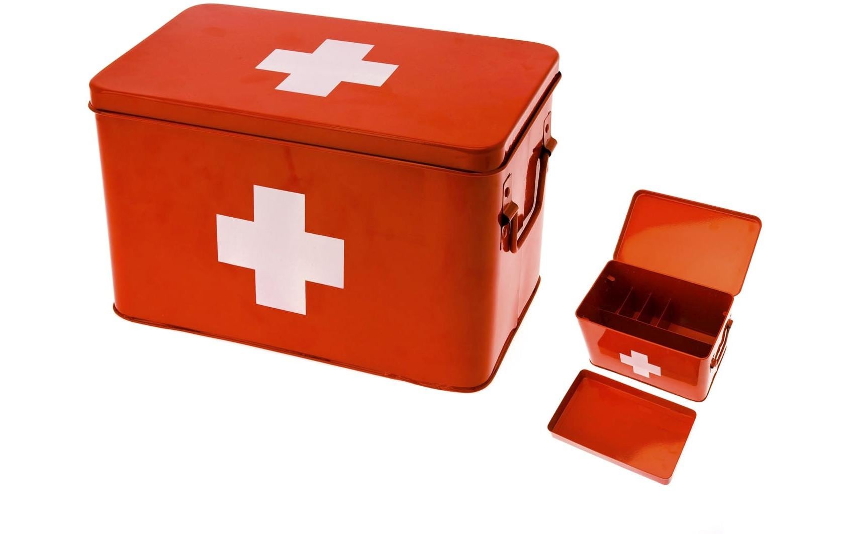 Erste Hilfe Schrank gross 31.5 x 21 cm, RotMedikamentenbox aus Metall