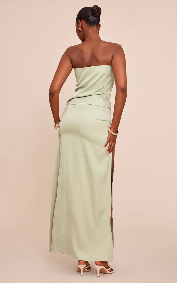 Vert Sauge Jupe Longue Portefeuille En Satin