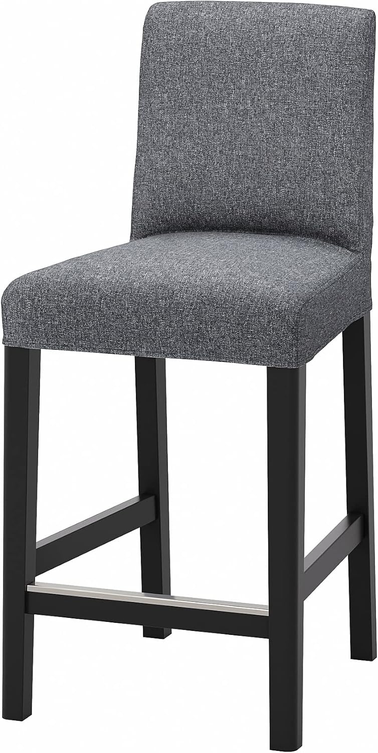 IKEA BERGMUND Barhocker mit Rückenlehne, 62 cm, Schwarz/Gunnared Mittelgrau
