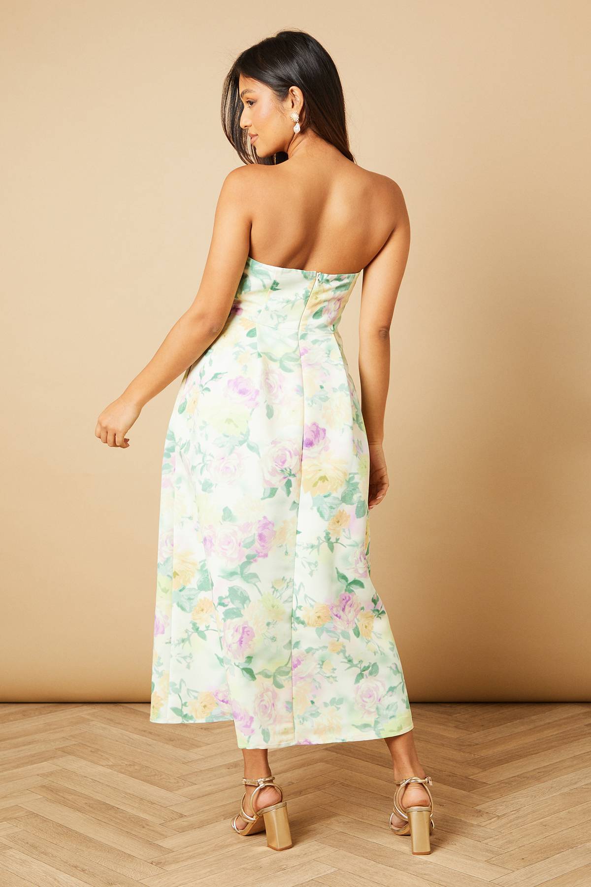 Oasis Robe Mini Sans Bretelles Florale en Sergé Petite Occasion