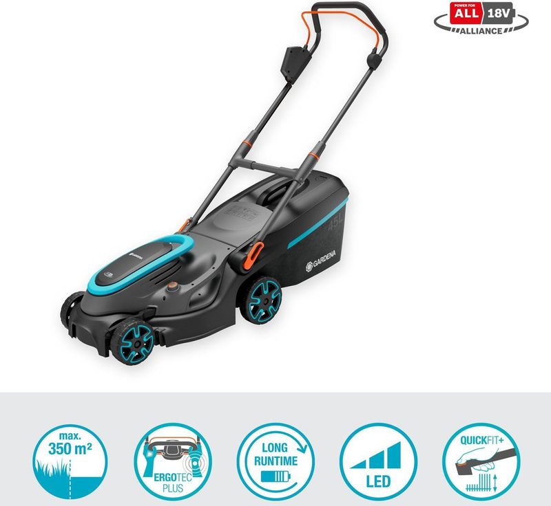 GARDENA PowerMax 37/36V P4A - Grasmaaier - Rood - Accu - Inclusief 2 Accu's en Oplader
