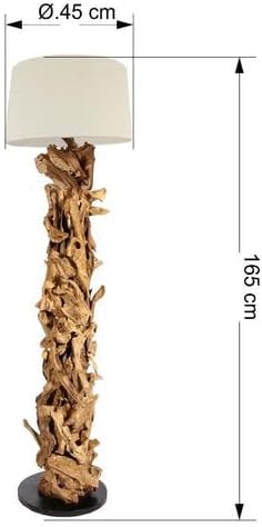 Bressmer CLEON Natur Stehlampe 165 cm – Handgefertigte Design Treibholz Lampe aus Teakwurzel mit schwarzem Lampenschirm, rustikale Holz Stehleuchte für Wohnzimmer & Schlafzimmer, nachhaltiges Unikat