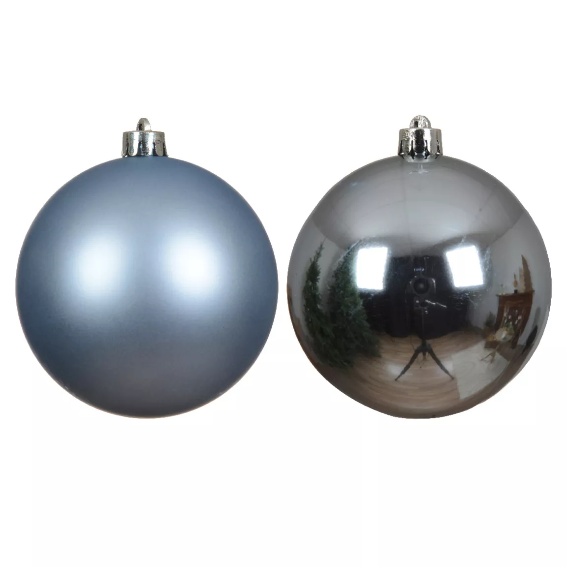 Lot de 4 boules de Noël (D100 mm) Alpine Bleu glacé