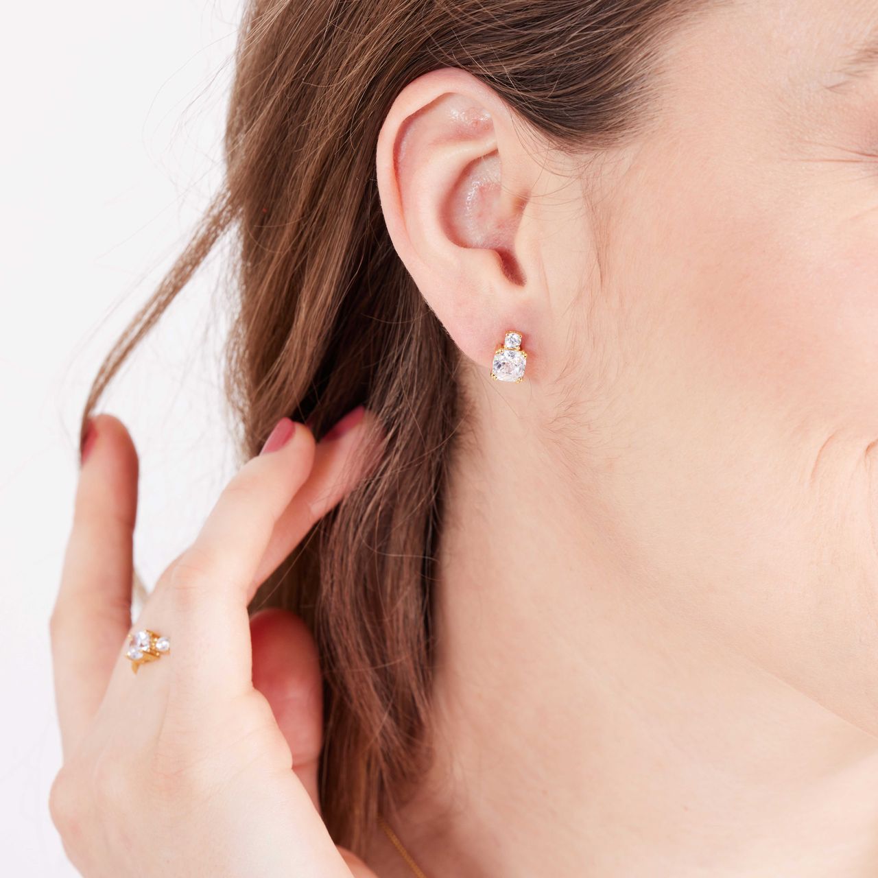 Zilveren goldplated oorbellen met zirkonia