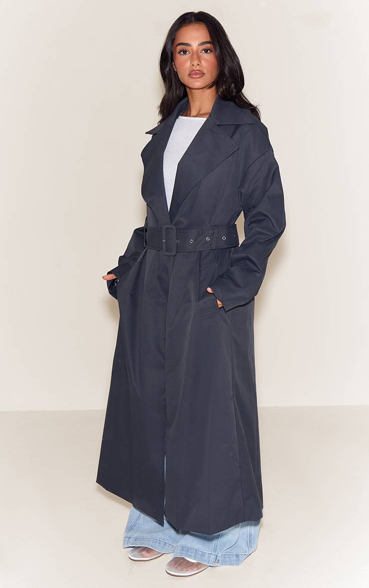 Charbon Trench-coat Petite Taille Avec Ceinture À Nouer