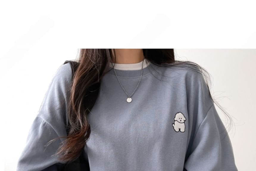 SeoulPop - Losvallend sweatshirt met geborduurde hond