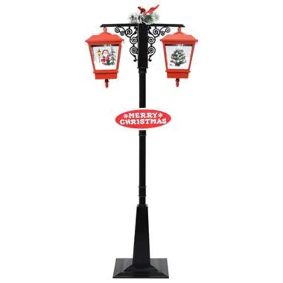 vidaXL Straatlantaarn met kerstman 81x40x188 cm PVC zwart en rood