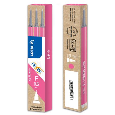 Pilot Frixion Point - 3 Recharges pour rollers effaçables - 0,5 mm - rose