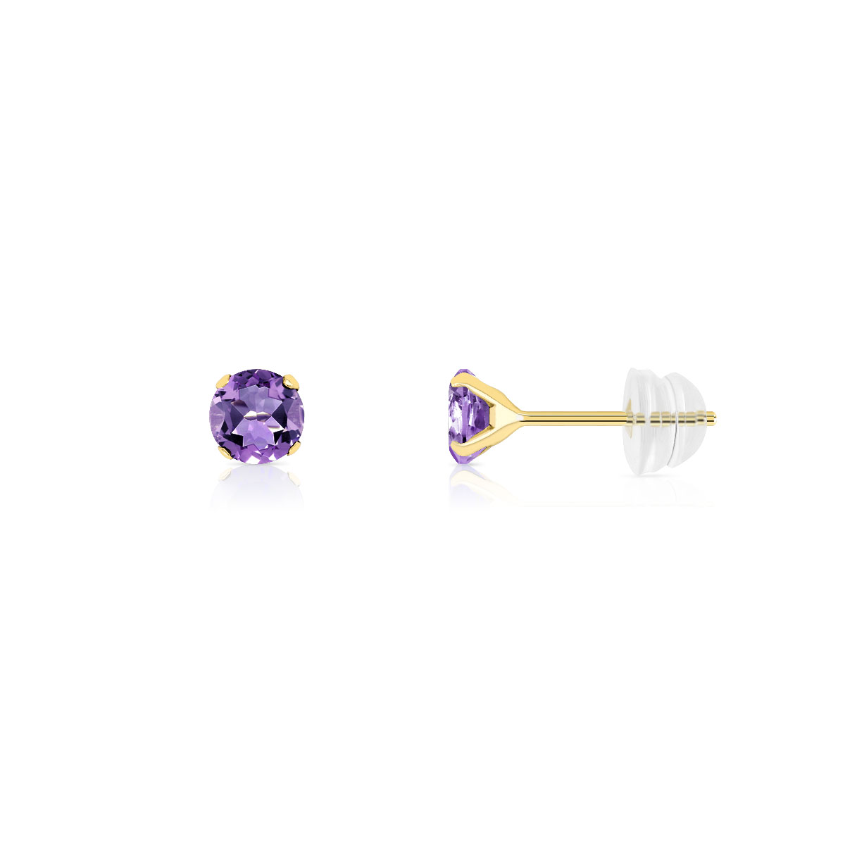 Boucles d'oreilles or 375 jaune améthystes