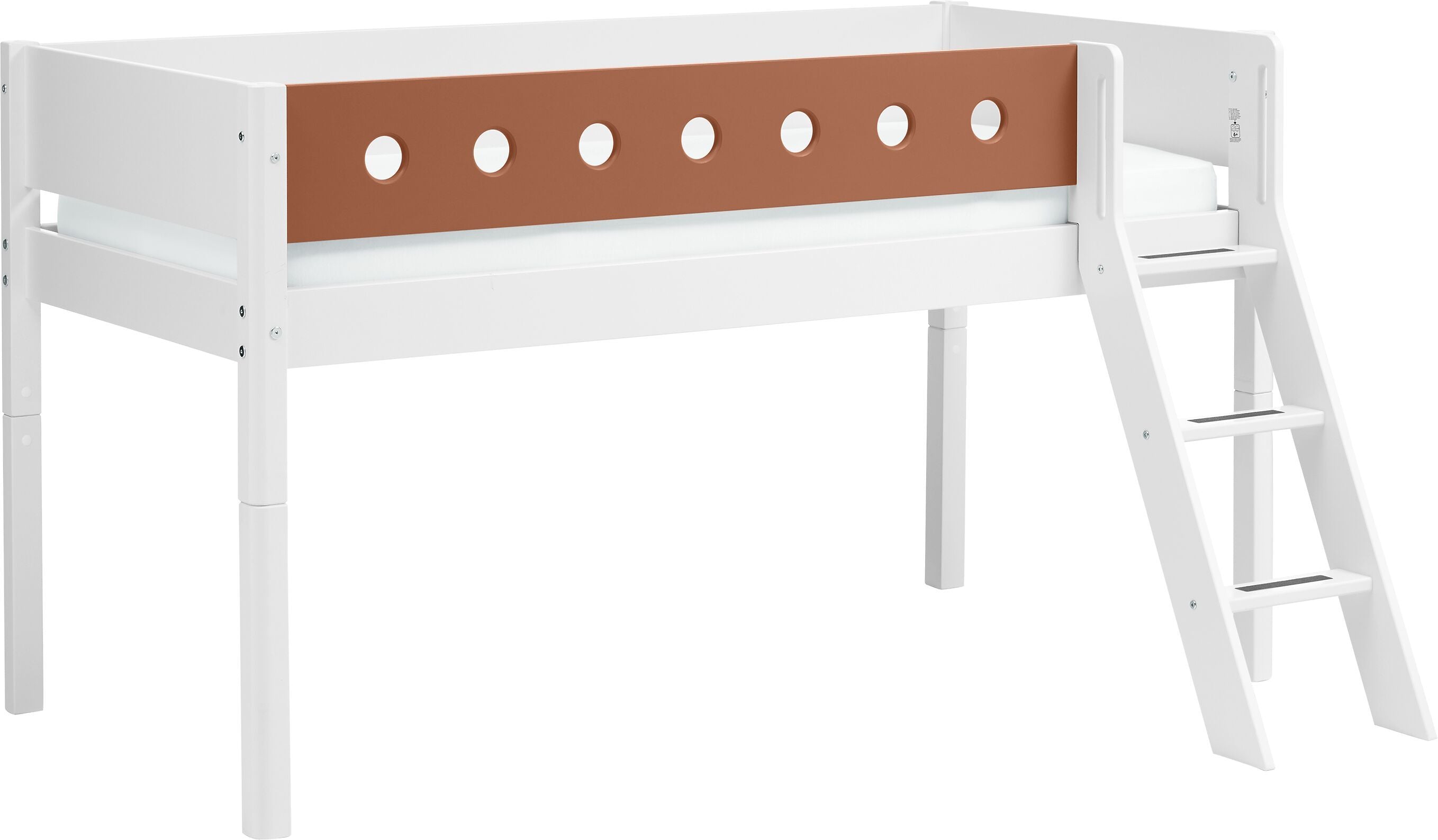 Flexa WHITE Halbhochbett - Rost / B: 109.0 cm x T: 210.0 cm x H: 120.0 cm