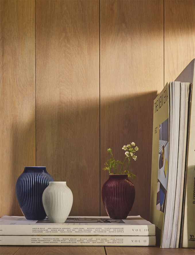 Knabstrup Keramik Knabstrup mini vase 3 Stk ripple berry, sand, dark blue
