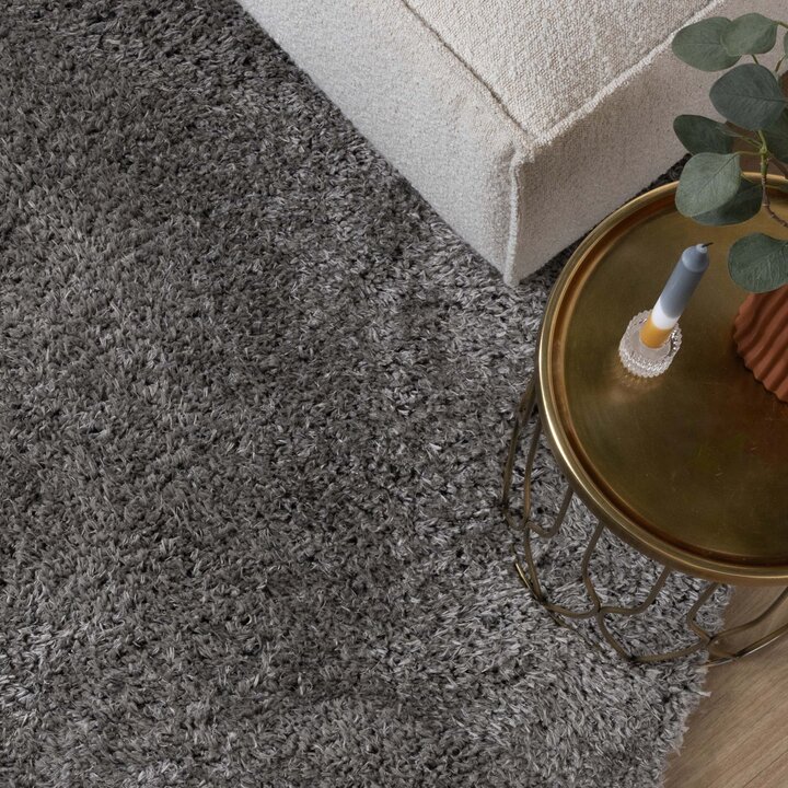 Rond Shaggy vloerkleed - Blaze Grijs | Luxe uitstraling