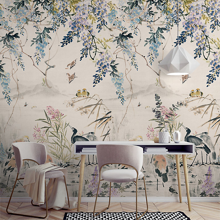Papier peint panoramique Intissé GoodHome Wulfen crème 280 x 159 cm