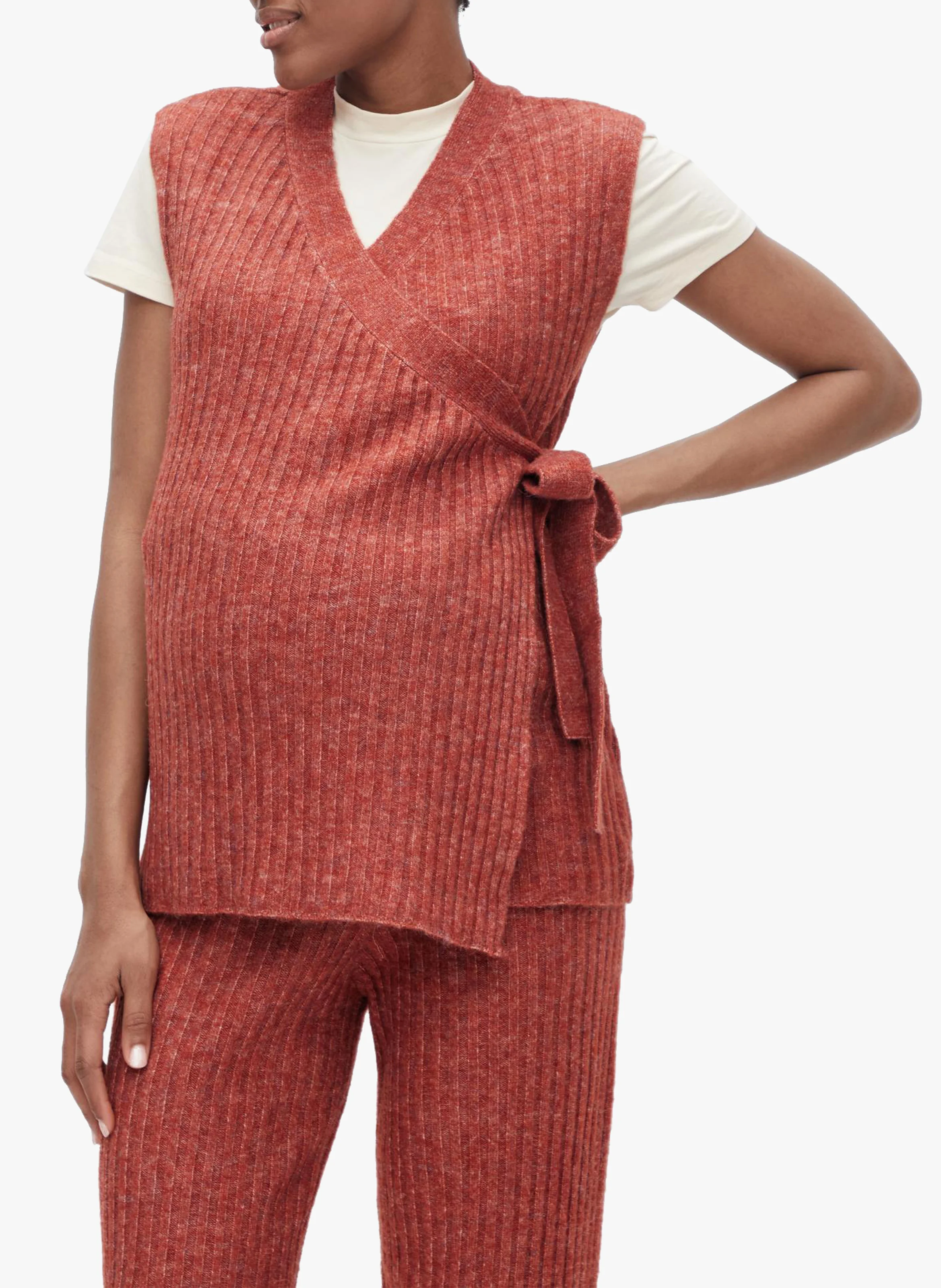 Pull de grossesse sans manches | Marron
