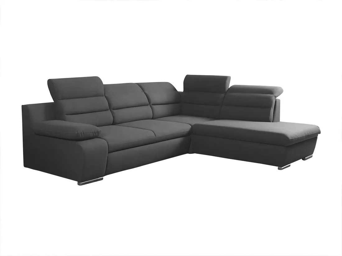 Canapé d'angle convertible en tissu PYLOS - Anthracite - Angle droit