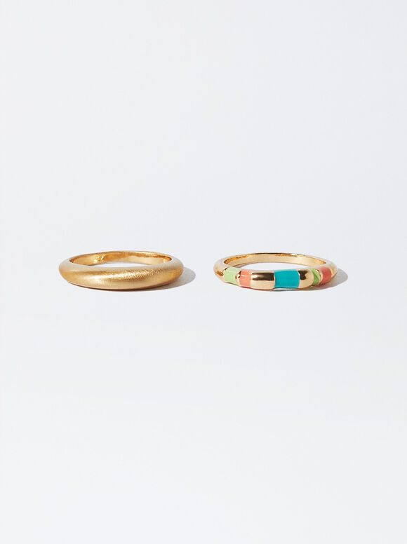 Conjunto de Anéis com Resina - Multicor