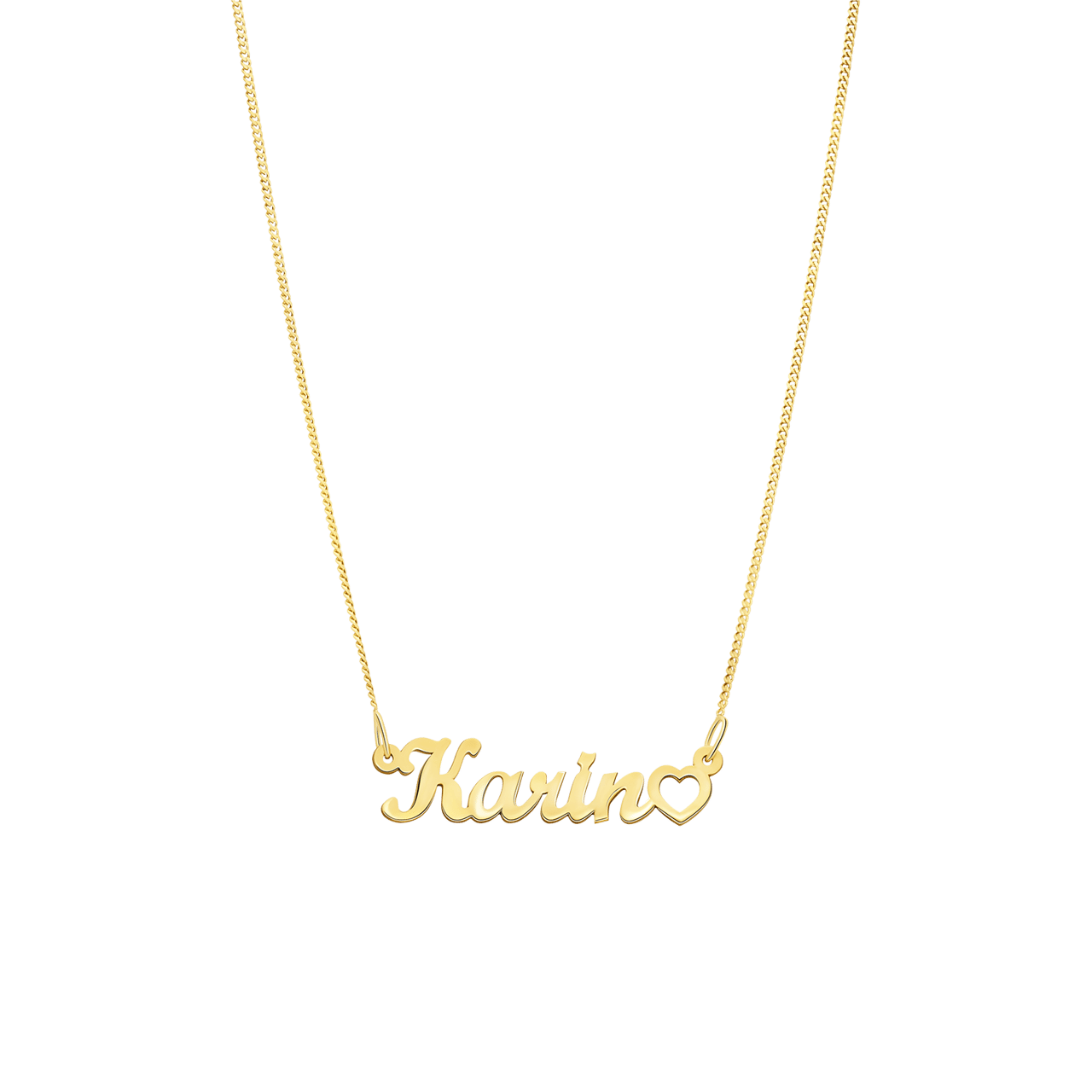 Zilveren gold plated naamketting met hart