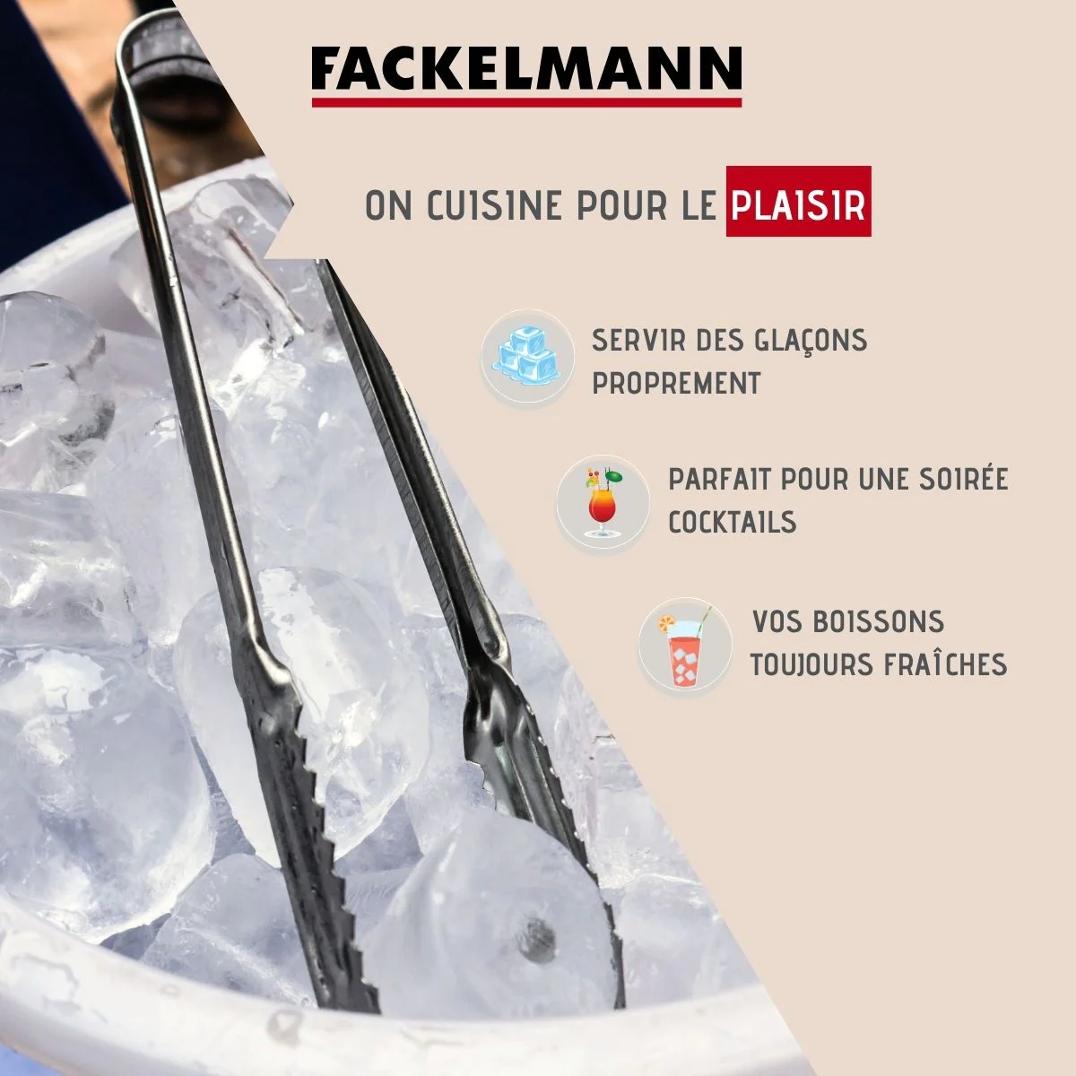 Pince à glaçons inox 15 cm Bar Concept Fackelmann