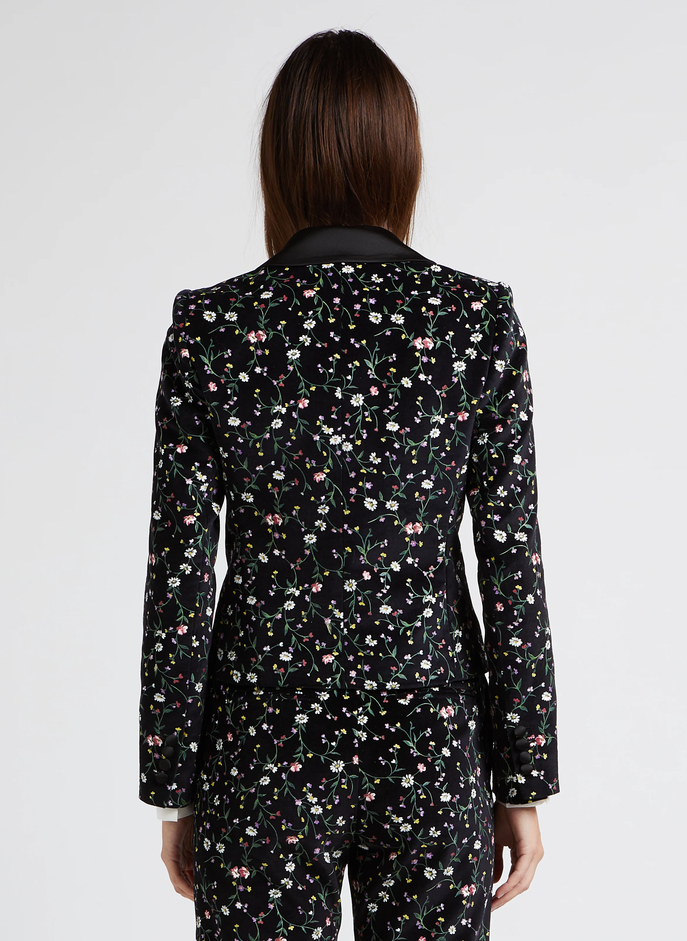 PURDEY - Veste courte cintrée col châle en coton imprimée | Noir