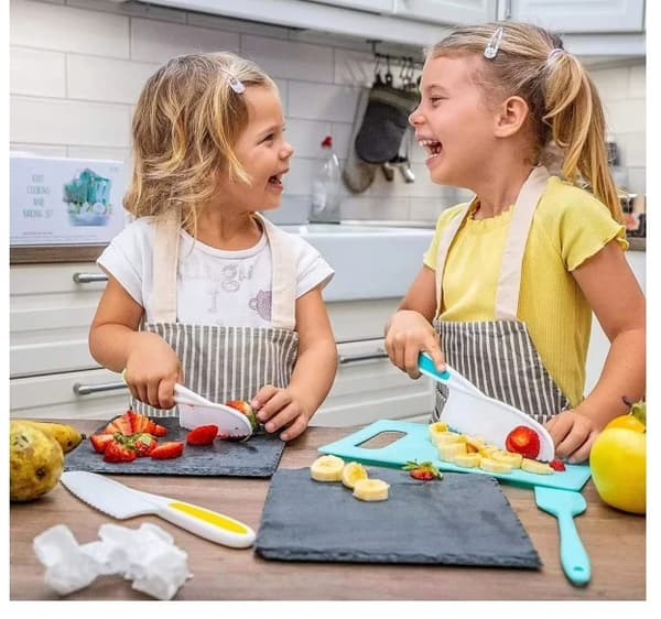 Barnebake kjøkken kjøkkenkniv kjøkkensett barnekjøkken kjøkkenutstyr barn 6-delt sett