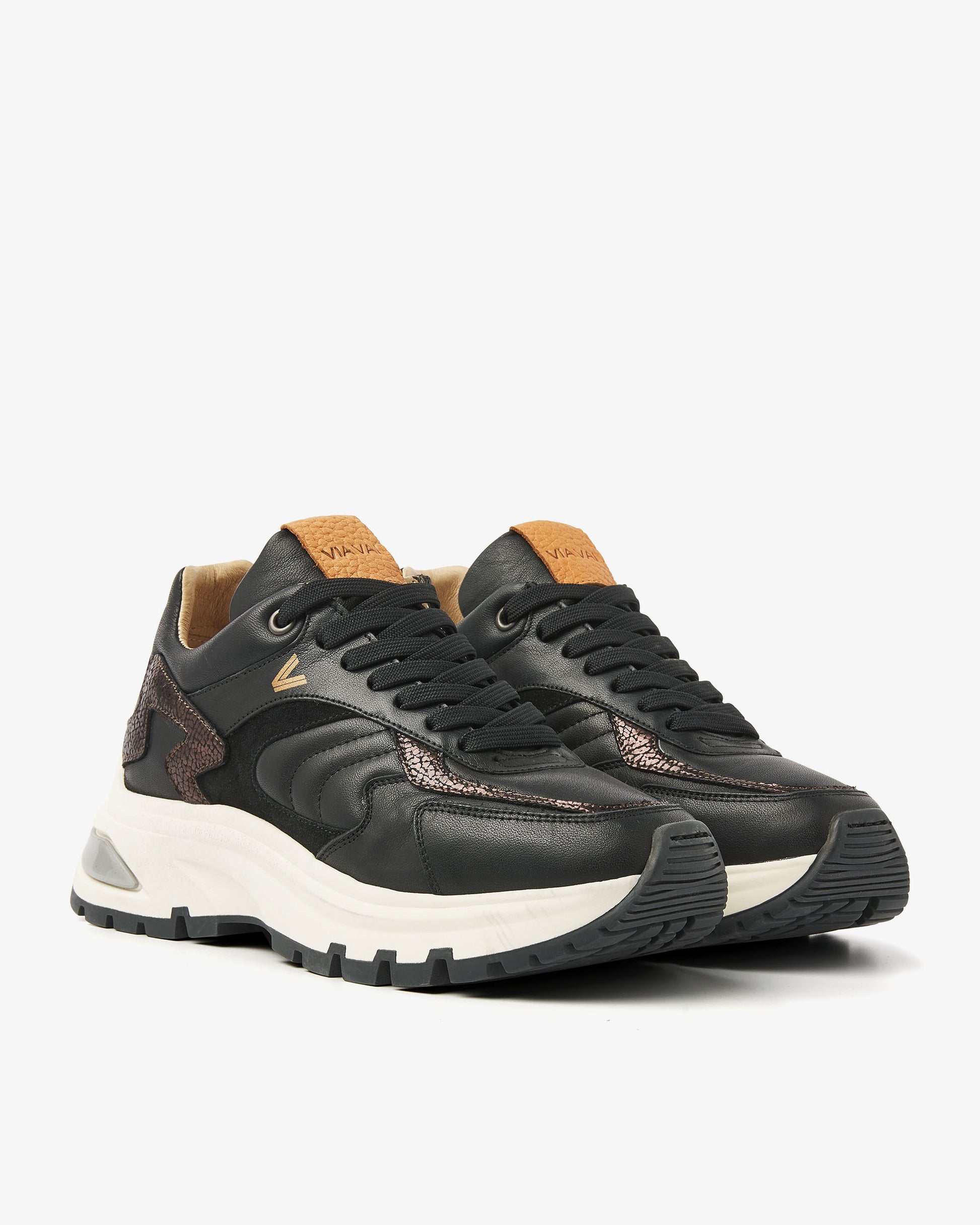 VIA VAI zwarte dames sneakers Liz Leighton